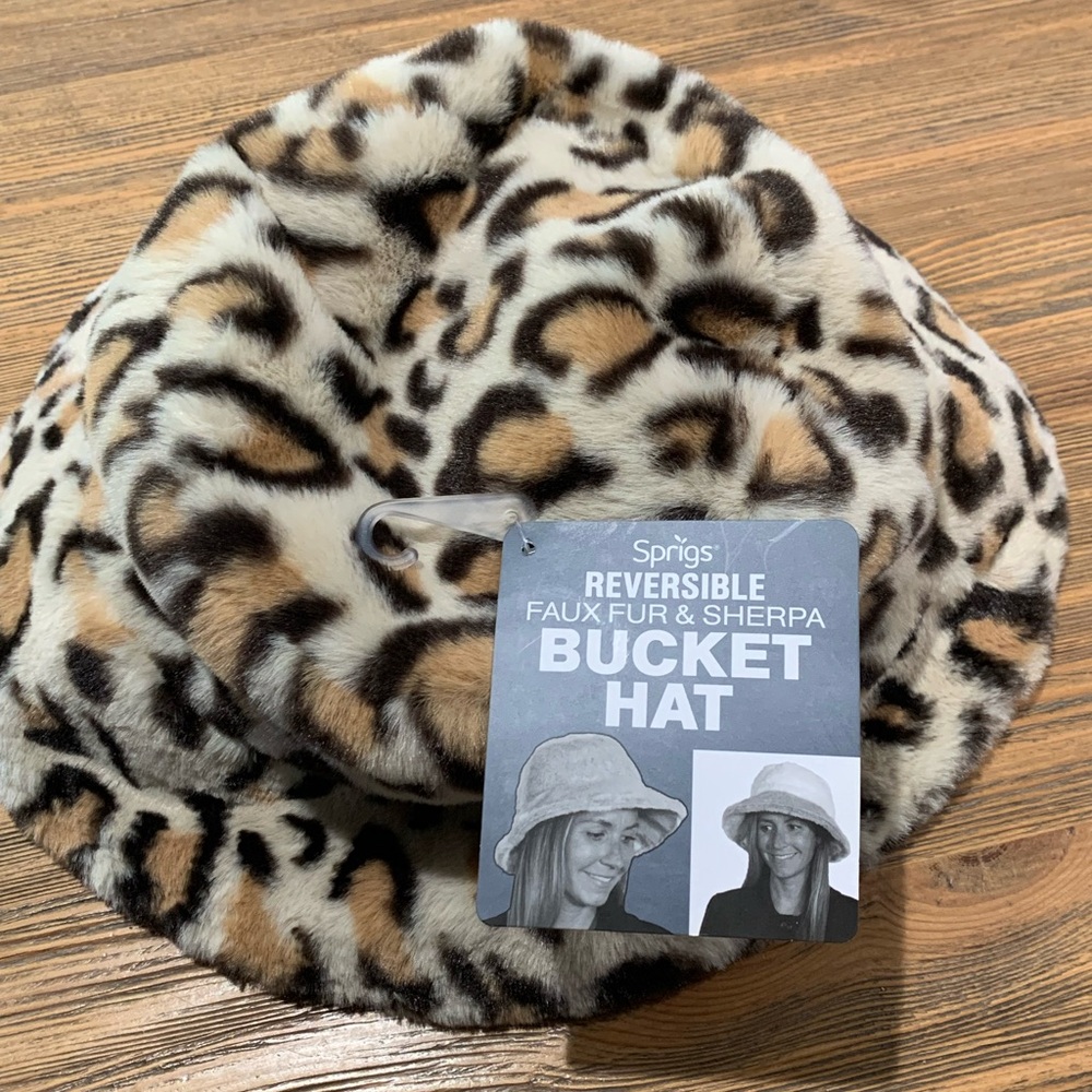 Brown and Black Animal Print Reversible ! Bucket Hat